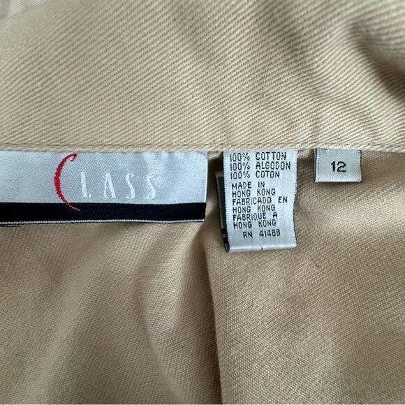 Vintage Tan Bomber Jacket 100% Cotton Women’s Embellished Belt SZ 12 - Picture 9 of 14